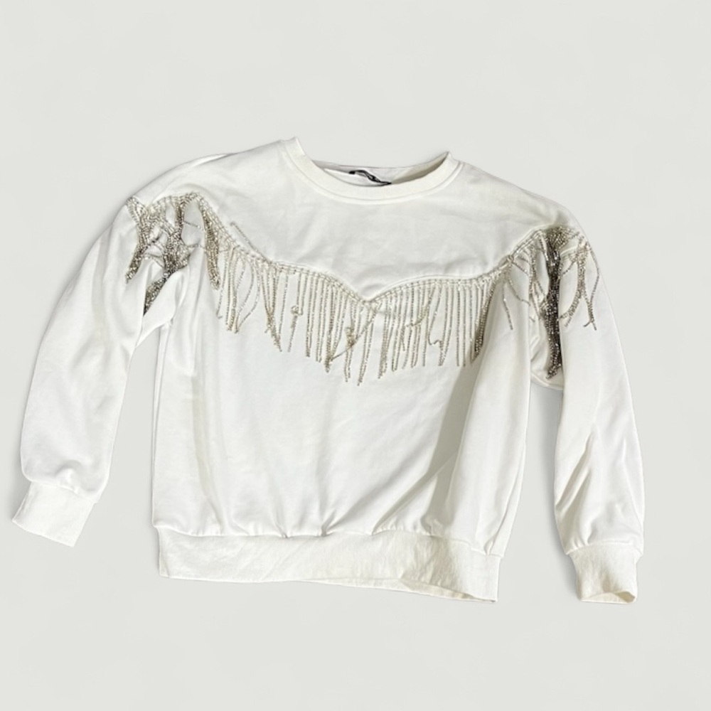 White Fringe Sweatshirt